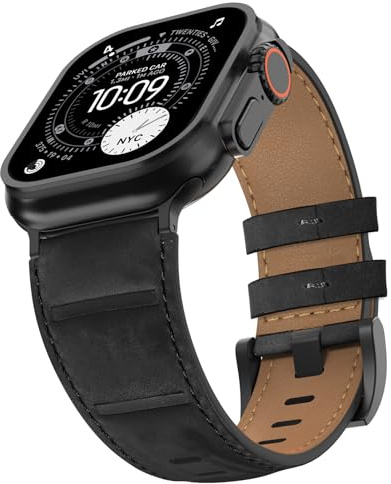 Delidigi Leather Strap Compatible for Apple Watch Ultra Straps 49mm 46mm 45mm 44mm 42mm, Genuine Leather Men Women Replacement Band for iWatch Ultra 3 2 1 Series 11 10 9 8 7 6 5 4 SE3 2 1