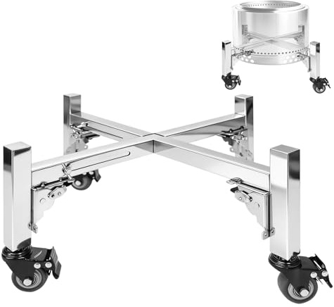 Feuerstelle Rollständer für Soloofen Yukon - 46,2–70 cm verstellbarer Feuerstelle Ständer mit Feststellrädern, Edelstahl-Feuerstellen für den Außenbereich für Universal Solo Stove Bonfire Ranger und