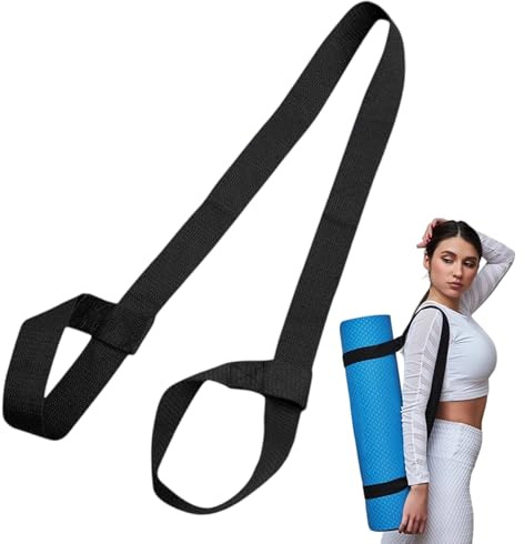 Yogamatte Tragegurt aus Baumwolle, Yogamatte Tragegurt Verstellbare Elastisch, Feststehender Yoga Gurt für Pilates für Alle Yogamatten Größen, Dehnen und Fitness, Schwarz (Matte nicht enthalten)