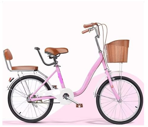NIUSABOU Faltbares Fahrrad für Erwachsene mit Cityfahrrad for Erwachsene mit niedrigem Einstieg, Doppelbremsen, Rücksitzlehne, Armlehne, Mehrfarbig, 20–24 Zoll(Pink,22inch)