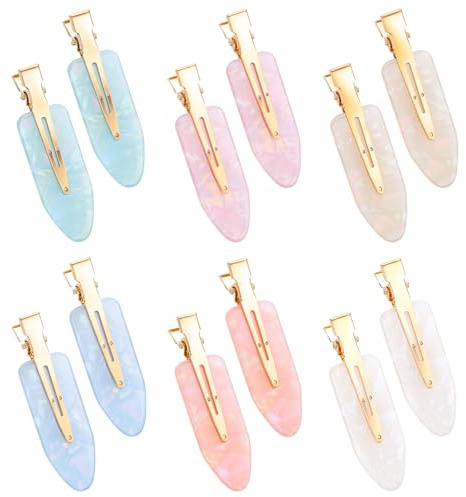 JJUNW 12 Stück Keine Biegung Haarspangen, Keine Falten Haarclips Nahtlose Haarspangen Flache Haarklammern Bunte Haarclips Damen Make Up Haarclip Für Haarstyling Make Up