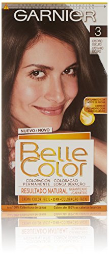 Garnier Belle Color Coloración de aspecto natural y cobertura completa de canas con aceite de jojoba y germen de trigo - Tono: Castaño Oscuro 3