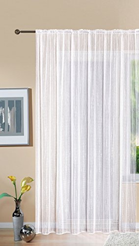 Gardine Store Jacquard Isabella HxB 245x300 cm Kräuselband Universalband Weiß Längsstreifen Transparent Voile Vorhang Wohnzimmer, 13145
