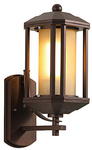 Retro Braun Außenwandleuchte Aluminium Glas Wasserdichter IP54 Wandleuchte Balkonleuchten Terrassenlampen Garten Aisle Garage Eingangs Dekoration Wandbeleuchtung 22 * 15.5 * 41Cm