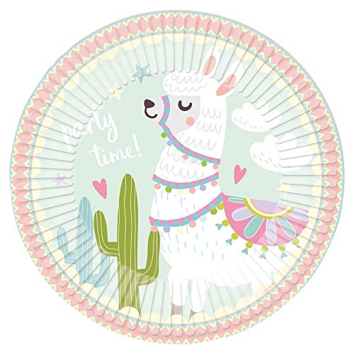 (PKT) Llama Paper Plates 23cm (8 pk)