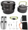 Rengzun Aluminiumlegierung Campinggeschirr Sets Tragbar Stapelbar Outdoor Wandern Backpacking Campingtöpfe Kochset für 2-3 Personen