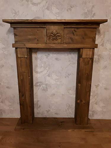 Wolkenstube Camino decorativo marrone anticato, per camino, bordo marrone (80 cm di larghezza)