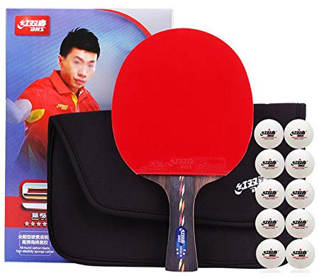 SSHHI 5 Sterne Ping Pong Paddel, Komfortgriff, mit Tischtennis und Tragetasche, Tischtennisschlägerset Licht/Wie gezeigt/A