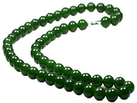 ZHIBO Hetian Jade Perlenkette Spinat Grün 10 mm
