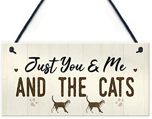 Red Ocean You Me And The Cats Sign Home Funny Crazy Cat Lady Sign Pet Lover Gift