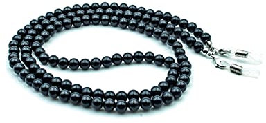 GERNEO® - Herbst Edition - Premium Brillenband & Brillenkordel Unisex für Lesebrille & Sonnenbrille - 925er versilberte Halter - Tiefschwarze Perlen - extra lang