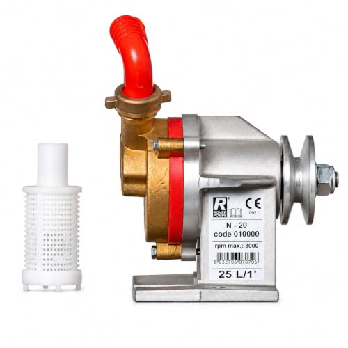 Rover Pompe N20 - Bomba de Trasiego para Agua y Gasoil, Bomba a Rodete de Anillo Líquido con Accionamiento a Polea, Caudal 1700 L/h, Cuerpo de Latón