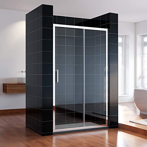 SONNI Duschkabine mit Schiebetür aus 5 mm ESG-Glas, 100 × 185 cm