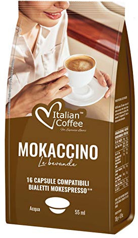 Italian Coffee 96 Capsule Caffè Compatibile con Bialetti Mokespresso (16 unità (Confezione da 6), Mokaccino)