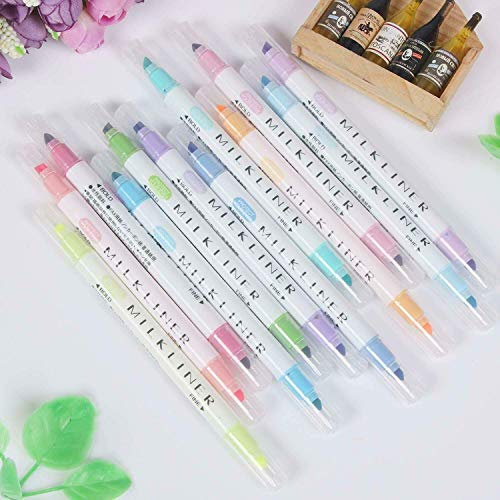 TopHomer Kit of 12 x Doppelkopf Highlighter Textmarker 12 Farben Dualspitzen Bibelmarker Lernset Bunte Textmarker Set für Büro Klassenzimmer