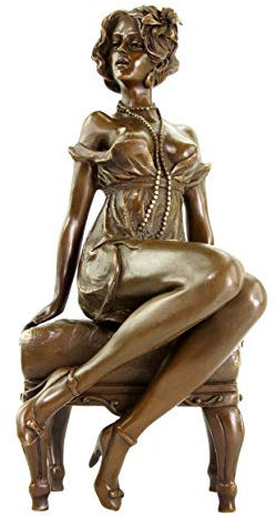 Art Deco Bronzefigur - Zwanziger Jahre Erotik Akt - signiert Milo - Sexy Deko Frauenstatue - Vintage Skulptur - Erotische Kunst online kaufen - Wohndeko für Innen