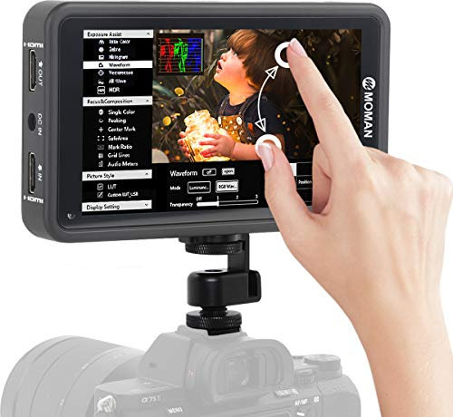 Moman M5 Monitor-Esterno-Reflex-4K-DSLR 5.5 Pollici Touch Screen 450nits, Monitor da Campo 1920 * 1080 Full HD con 3D LUTs/HDR, Monitor Mirrorless