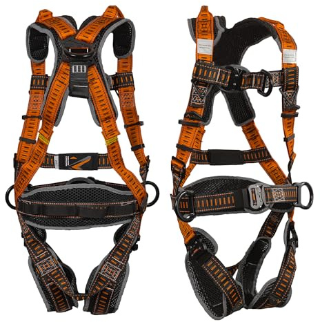 Malta Dynamics Razorback Elite MAXX - Safety Harness and Fall Protection Kit with Sewn in Lumbar Support Belt and Built-in Rescue Handles for Fall Arrest, OSHA & ANSI Compliant (Small-Medium)