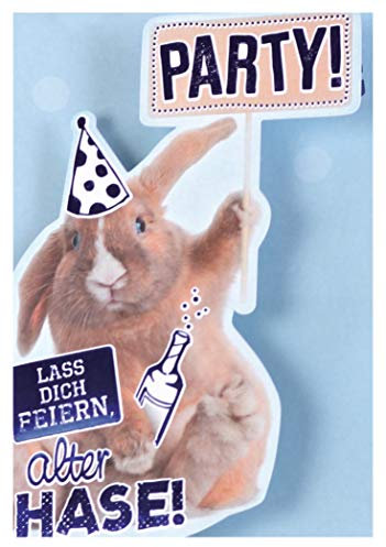KE - Humorvolle Geburtstagskarte, DIN B6 Format, Inklusive Umschlag, Mit Innentext, Perfekt als Überraschung - Motiv: Hase