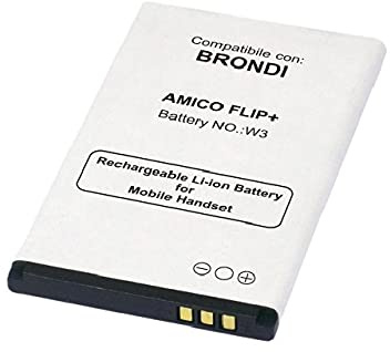 MOVE Batteria SPECIFICA PER BRONDI AMICO FLIP+ Liion 3.7V 950 mAh Sostiuisce perfettamente: [Battery NO.:W3] ATTENZIONE: CONTROLLARE CHE IL CODICE PRODOTTO COINCIDA CON QUELLO DELLA BA