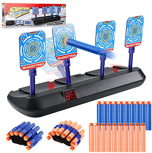 Toys for 4-13 Year Old Boys, Shooting Target Funny Gifts, Digital Target for Nerf Guns, Electronic Scoring Target for Nerf N-Strike Elite/Mega/Rival Series, with 20 Pcs Bullets and 2 Hand Wrist Band