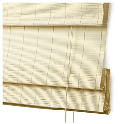 Japanese-style Bamboo Window Roller Blind Sun Shade, Light-Filtering Windbreak Roman Shutters with Valance for Bedrooms French Doors, Coloer 2 PENGFEI (Color : A, Size : 150cmx250cm)