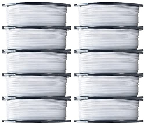 Nylon Filament 1,75 mm, Verbrauchsmaterial für 3D-Drucker aus Polyamid (PA), Maßgenauigkeit +/- 0,02 mm, passend für die meisten FDM-Drucker, Weiß-Weiß 10kg