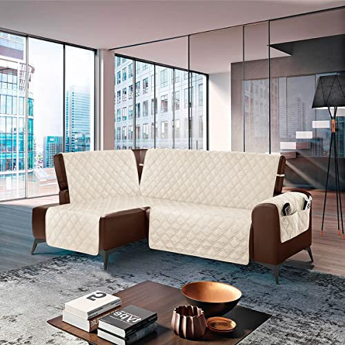 la biancheria di casa - Slippy Angle copridivano Antiscivolo - Beige, Seduta 245 cm - Sinistra