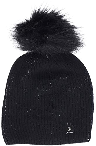 Antonio Damen Winter Strick Mütze Beanie schwarz