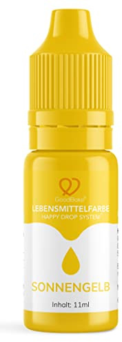 GoodBake Lebensmittelfarbe Gelb (11 ml) – intensive Lebensmittelfarbe – hochkonzentrierte Farbe - zum Einfärben von Torten, Fondant, Buttercreme, Getränke, Schleim uvm. 100% vegan