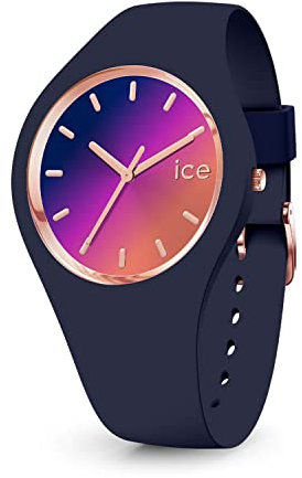 ICE-WATCH - Ice Sunset Night Pink - Montre Bleue pour Femme avec Bracelet en Silicone - 020641 (Small)