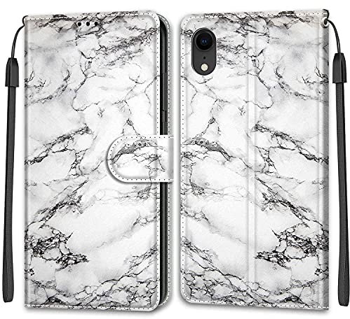 Feyten Kompatibel mit iPhone XR Hülle, Handyhülle iPhone XR, PU Leder Klappbar Schutzhülle iPhone XR Wallet Kartenfach Magnet Klapphülle Case Cover Lederhülle iPhone XR (6,1 Zoll) (Marmor 1)