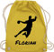 Turnbeutel Rucksack - Geschenke Handball Zubehör - Handballer Silhouette mit Name - Unisize - Gelb - für handballtasche von personalisiertes beutel handballrucksäcke wm turnsack tasche