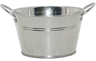 HERSIG - Cubo Metal con Asas Mediano | Macetero Metal Redondo con Asas - 15,5x11,5x9,5cm