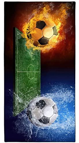 Zomer Mikrofaser Strandtuch 90x180 cm Badetuch Schnelltrocknend Ultra Light Sandless Portable Camping Handtuch Badetuch mit Ice Fire Football Motiv