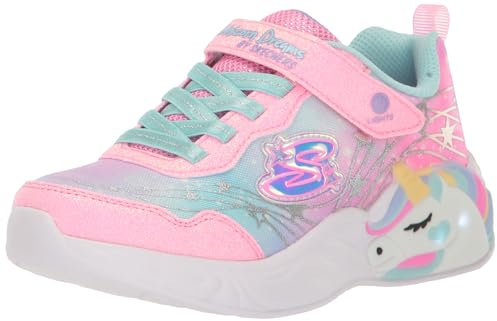Skechers Girls, Zapatillas, Pink/Turquoise, 34 EU