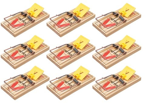 Victor M205-9 Easy Set Kunststoffpedal aus nachhaltigem FSC-Holz, Humane Snap-Rattenfalle, 9 Holzfallen