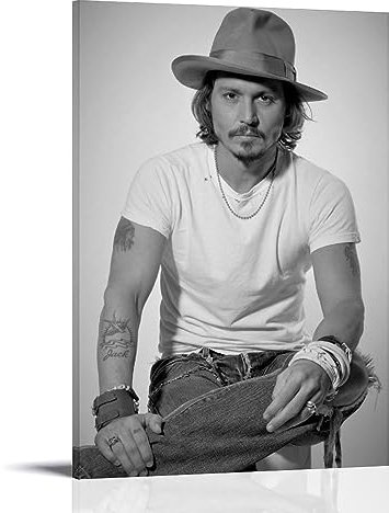 OqcEha Johnny Depp Vintage-Poster, Superstar, Wandkunst, Leinwandbild, Wohnzimmer, Dekoration, Zuhause, 50 x 75 cm