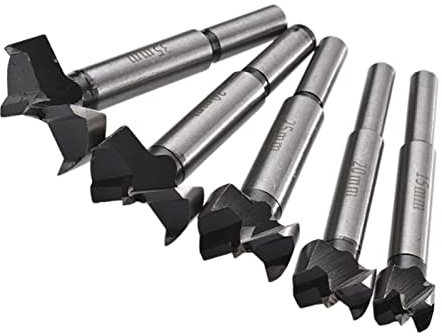 BestAlice 5Pcs Forstner Drill Bit Set, 15 20 25 30 35mm Woodworking Drill Bit Set, Flat Wing Drill Bit Set High Speed Steel Hinge Hole Opener Bit with Box for Wood Plastic Plywood