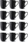 Cosumy Kaffeetassen 12er Set Modern Schwarz - Einzigartiges Streifenmuster - Matt Keramik - Mikrowellenfest - Spülmaschinenfest & Komfortabler Griff
