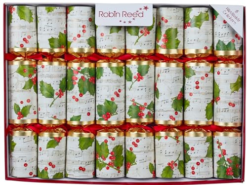 Robin Reed 8 x 10 Handmade Music Christmas Crackers Concerto Holly - with musical whistles (52311)