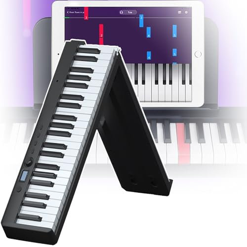 VOYADE Tastiera Musicale Pieghevole, Pianoforte Elettronico Controller Midi Professionale, Riproduzione Costante di 10-12 Ore, Strumenti D'Organo A 88 Tasti,Black