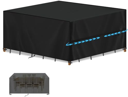 SIMPHAUS Abdeckung für Gartenmöbel Abdeckung Loungemöbel 250x180x100cm Gartenmöbel Abdeckung Wasserdicht Schutzhülle für Gartentisch Sitzgruppe Gartenlounge Möbelsets Winddicht Anti-UV Oxford Gewebe