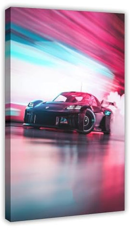 DNDEEZ Leinwand-Poster, Motiv: Tokyo Drift, cooler Sportwagen, Wandkunst, Dekordruck, Bild für Wohnzimmer, Schlafzimmer, Dekoration, Rahmen-Stil, 40 x 60 cm