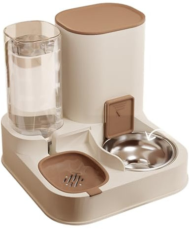 Comedero y Bebedero Gatos, Comedero y Bebedero Perros, Cuenco Acero Inoxidable, Agua 1.3L Comida 2.3L, Comedero Gato Automatico 2 en 1, Dispensador Comida Gatos, Alimentador Gatos Perros Pequeños