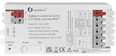 GLEDOPTO ZigBee Controller Steuergerät LED Stripe einfarbig, CCT Warmweiß Kaltweiß, RGB RGBW RGBWW RGB+CCT Kompatibel mit Philips Hue*, Amazon Echo, Homey (Pro+ 2in1 Dimmer/CCT)