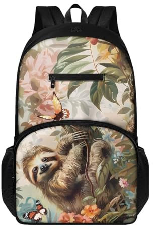 Chririnla 43,2 cm großer Cartoon-Rucksack für Kinder und Erwachsene, verstellbarer Schultergurt, Rucksack für Jungen und Mädchen, Schultasche mit Reißverschlusstasche, Faultier