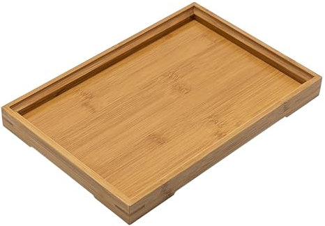 Vassoio da portata rettangolare in bambù, in legno, vassoio da cucina, vassoio in legno, vassoio in bambù, piattino in bambù, piatto da portata grande, 1 pezzo
