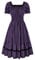 SCARLET DARKNESS Robe en dentelle steampunk pour femme - Taille smockée - Robe médiévale rockabilly, Violet/noir, M