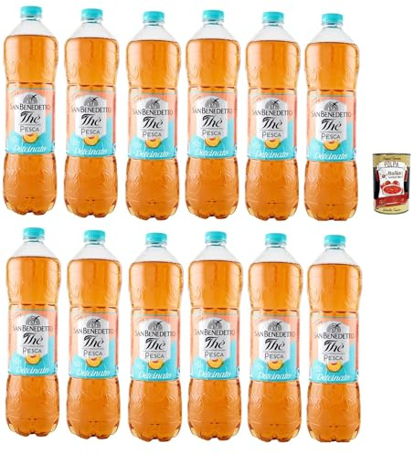 Italian Gourmet Thè Deteinato Pesca Eistee Pfirsich 12 x 1,5L | Bevanda analcolica rinfrescante; koffeinarm, ohne Konservierungsstoffe und, Gesamtnettogewicht 18 L + Kostenlos Polpa 400g